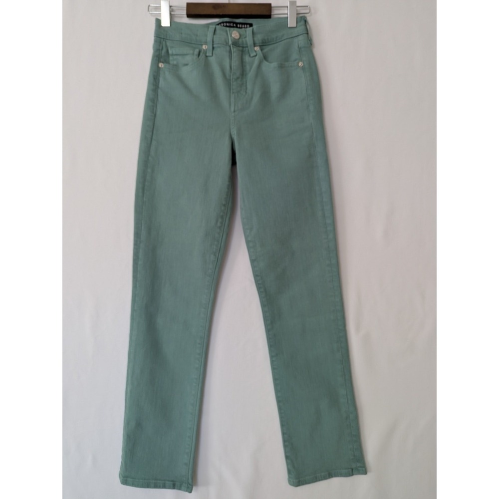 Veronica Beard Jeans Ryleigh Slim Straight High Rise in Wash Teal Size 24 Denim